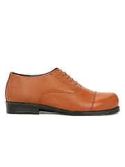 Light Weight Genuine Leather Oxford Lace Up Police Shoes For Men (Tan)