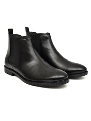 Synthetic Leather Chelsea Zip Boots For Men (Black)