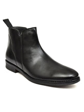 Synthetic Leather Chelsea Zip Boots For Men (Black)