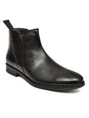 Synthetic Leather Chelsea Zip Boots For Men (Black)