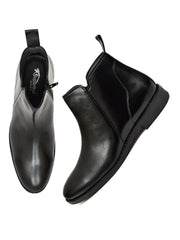 Synthetic Leather Chelsea Zip Boots For Men (Black)