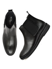 Synthetic Leather Chelsea Boots For Men Slip on Formal Boots For Men Black