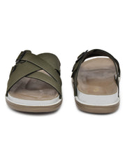 Olive Cross Strap Sandals