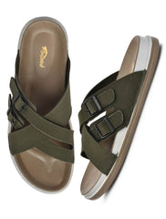 Olive Cross Strap Sandals
