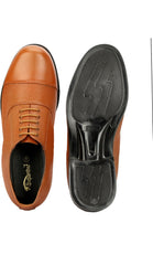 Light Weight Genuine Leather Oxford Lace Up Police Shoes For Men (Tan)