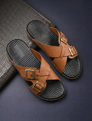 Tan Double Buckle Sandals