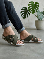 Olive Cross Strap Sandals