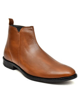 Synthetic Leather Chelsea Zip Boots For Men (Tan)