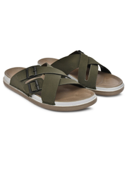 Olive Cross Strap Sandals