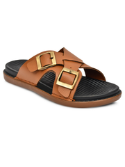 Tan Double Buckle Sandals