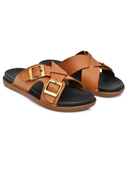 Tan Double Buckle Sandals