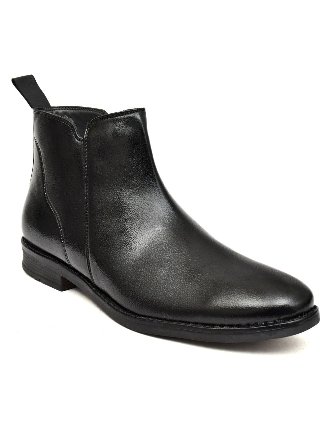 Synthetic Leather Chelsea Zip Boots For Men (Black)