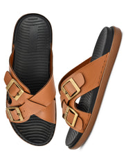 Tan Double Buckle Sandals