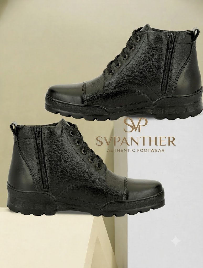 Black High-Top Leather Boots